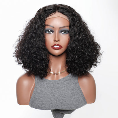 Mayqueen deep 4x4 high-definition transparent T-front lace real hair wig exclusive black female real hair wig.