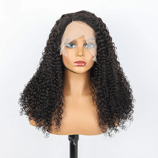 Mayqueen deep pre-hd transparent T-13x4 lace real hair wig, pre-pull baby natural black.