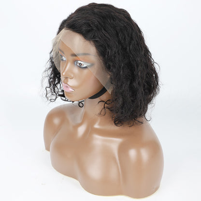 Mayqueen water adhesive-free 13x4 high definition transparent T-shaped Swiss lace wig for beginners easy installation.