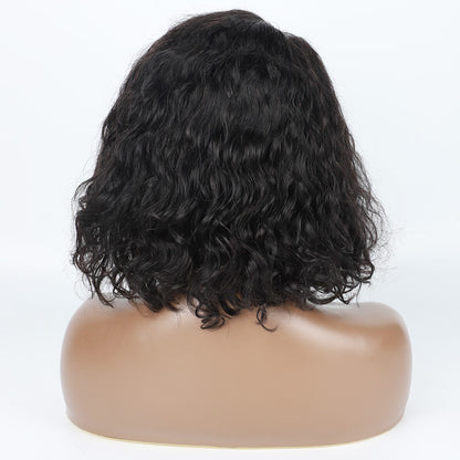 Mayqueen water adhesive-free 13x4 high definition transparent T-shaped Swiss lace wig for beginners easy installation.