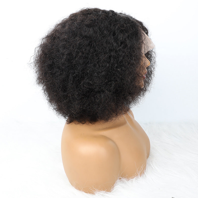 Mayqueen curly 13x4 high-definition transparent T-shaped Swiss lace Brazilian virgin hair real hair wig