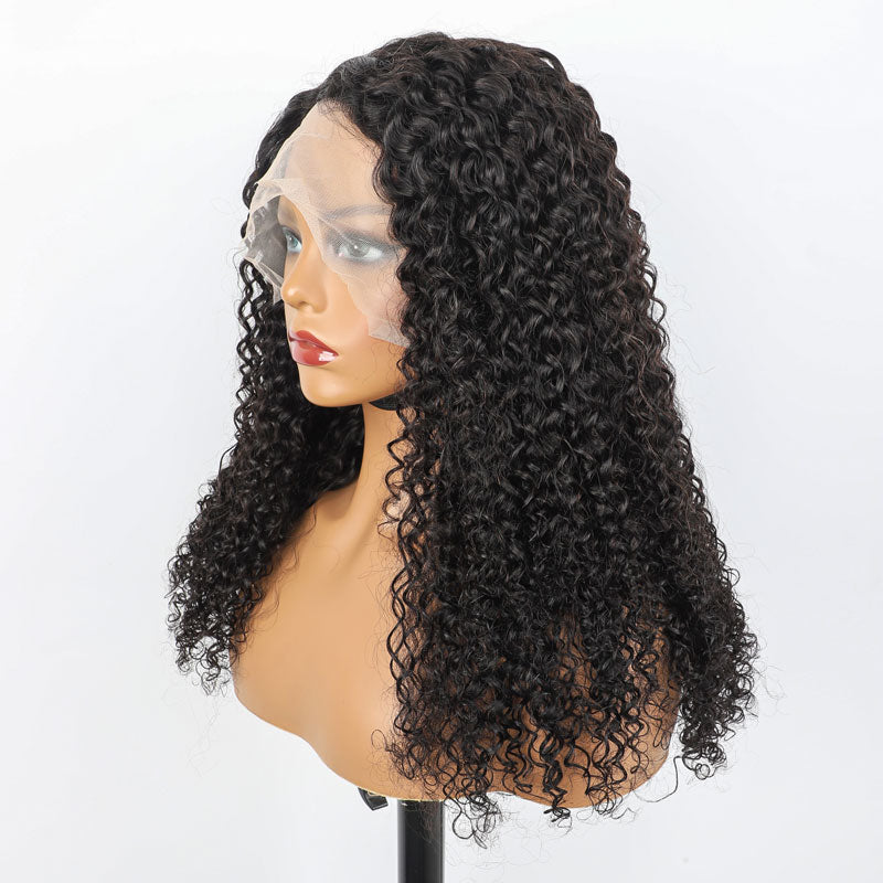 Mayqueen deep pre-hd transparent T-13x4 lace real hair wig, pre-pull baby natural black.