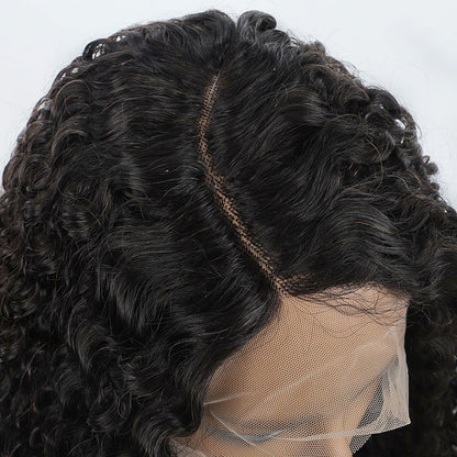 Mayqueen deep pre-hd transparent T-13x4 lace real hair wig, pre-pull baby natural black.