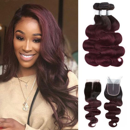 Mayqueen 4×4 unprocessed Brazilian virgin hair, 1b/99J body human hair wig.