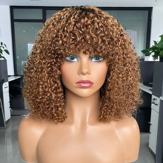 Mayqueen curly with high-end bangs mechanism new real hair wigs for black women only real hair wigs.