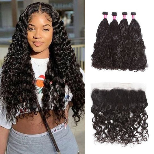 Mayqueen 13x4 unprocessed Brazilian virgin hair water wave human hair wig.