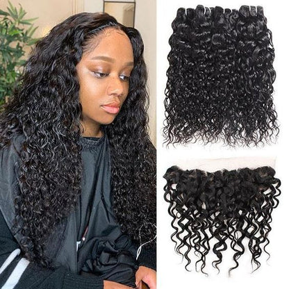 Mayqueen 13x4 unprocessed Brazilian virgin hair water wave human hair wig.
