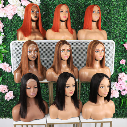 Mayqueen Bob straight human hair 4x4 high definition transparent T-lace human hair wig.