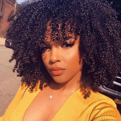 Mayqueen curly full-face lace-free human hair wig, full-body wig, black female exclusive.