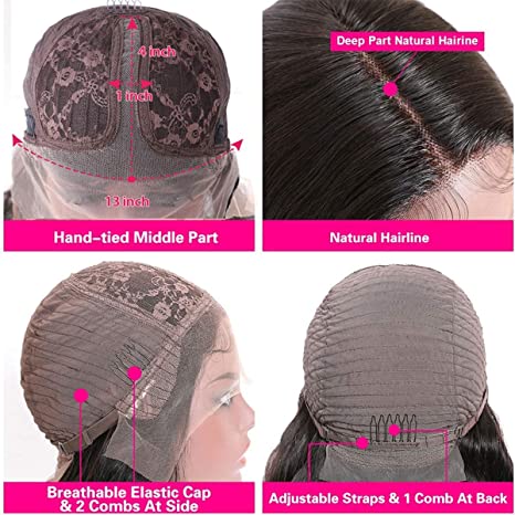 Mayqueen water adhesive-free 13x4 high definition transparent T-shaped Swiss lace wig for beginners easy installation.