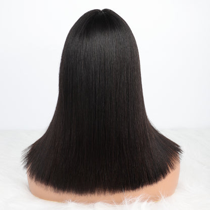 Mayqueen mechanism soft full head of hair from the Brazilian virgin real hair wig, the exclusive black female real hair wig.