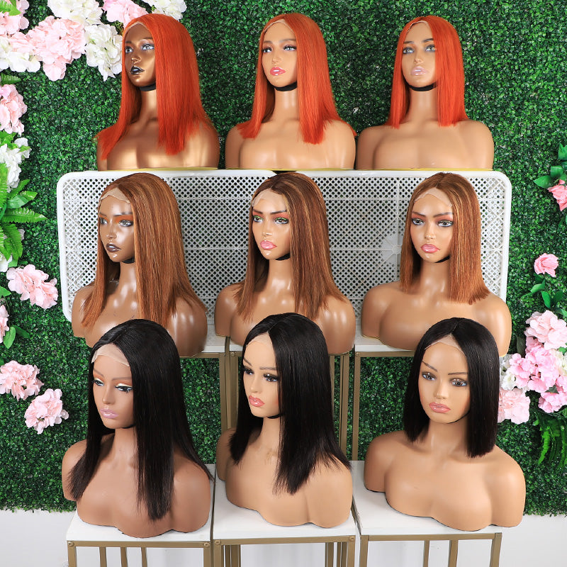 Mayqueen Bob straight human hair 4x4 high definition transparent T-lace human hair wig.