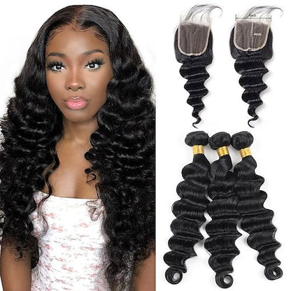 Mayqueen 4x4 Raw Brazilian Virgin Hair Loose Human Hair Wig.