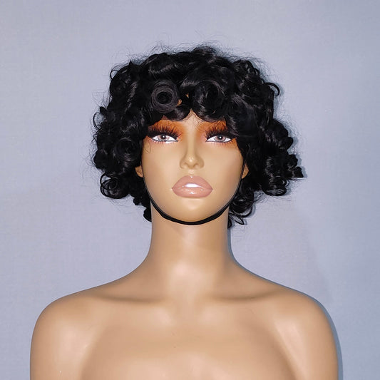 Mayqueen deep full-length human hair wig for black female hair, healthy, clean and smooth.