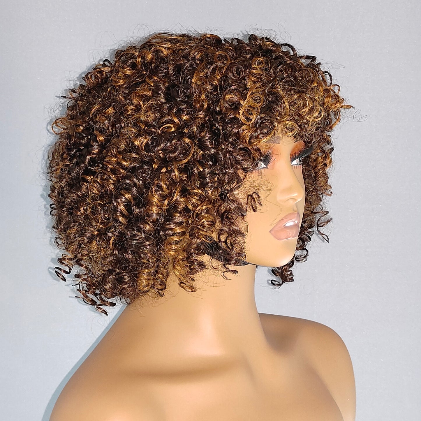 Mayqueen curly full-length Brazilian virgin real hair wig easy to wear for beginners.