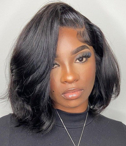 Mayqueen Bob straight human hair 4x4 high definition transparent T-lace human hair wig.