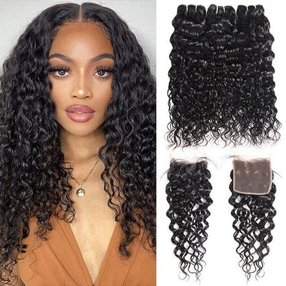 Mayqueen 4×4 100% unprocessed Brazilian water wave human hair wig.