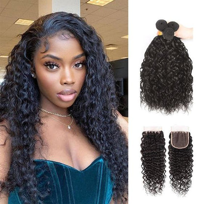 Mayqueen 4×4 High Quality Raw Brazilian water wave Human Hair Wig.