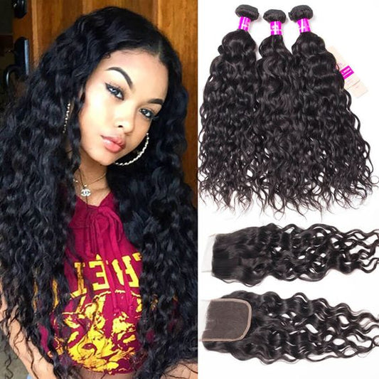 Mayqueen 4×4 High Quality Raw Brazilian water wave Human Hair Wig.