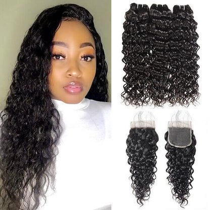 Mayqueen 4×4 High Quality Raw Brazilian water wave Human Hair Wig.