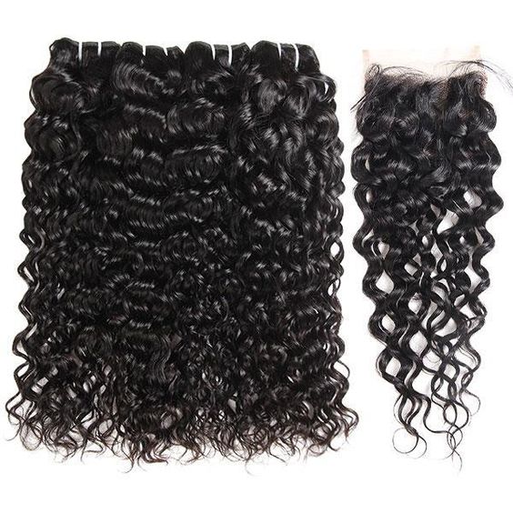 Mayqueen 4×4 High Quality Raw Brazilian water wave Human Hair Wig.