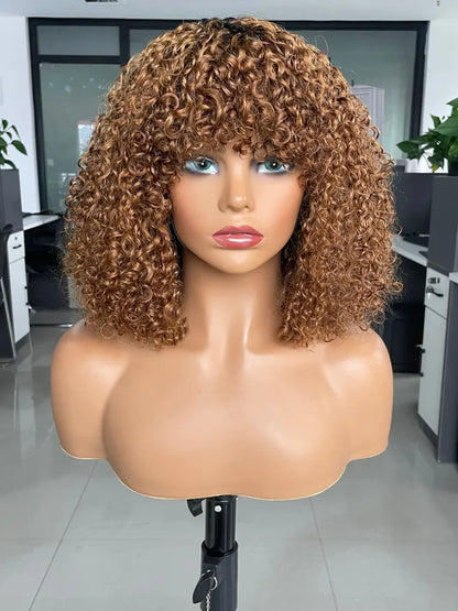 Mayqueen curly with high-end bangs mechanism new real hair wigs for black women only real hair wigs.