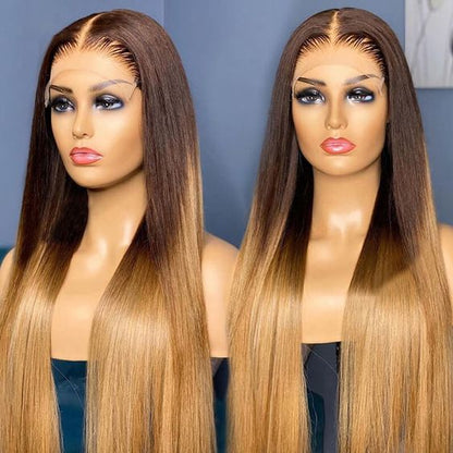 Mayqueen 4×4 unprocessed Brazilian virgin hair, straight human hair wig with color 4/30.