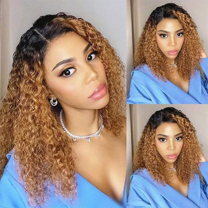 Mayqueen curly 13x4 high definition transparent T-lace real hair wig pre-pull no glue baby hair wig