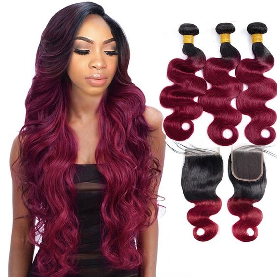 Mayqueen 4×4 unprocessed Brazilian virgin hair, 1b/99J body human hair wig.