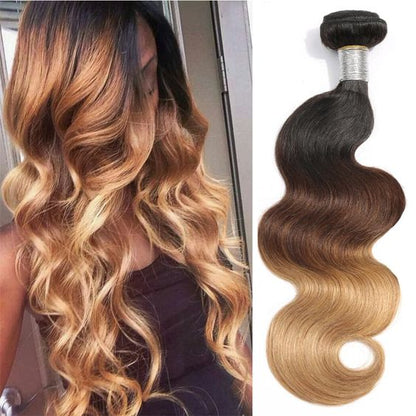 Mayqueen 4×4 unprocessed Brazilian virgin hair, 1B/4/27 body human hair wig.