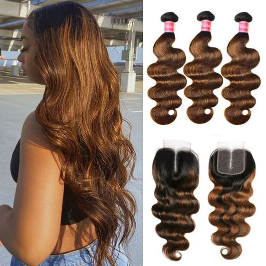 Mayqueen 4×4 unprocessed Brazilian virgin hair, 1B/30 body human hair wig.