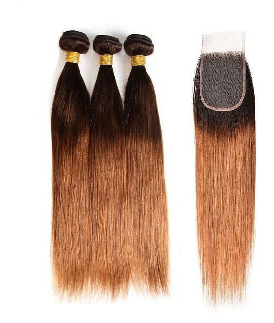 Mayqueen 4×4 unprocessed Brazilian virgin hair, straight human hair wig with color 4/30.