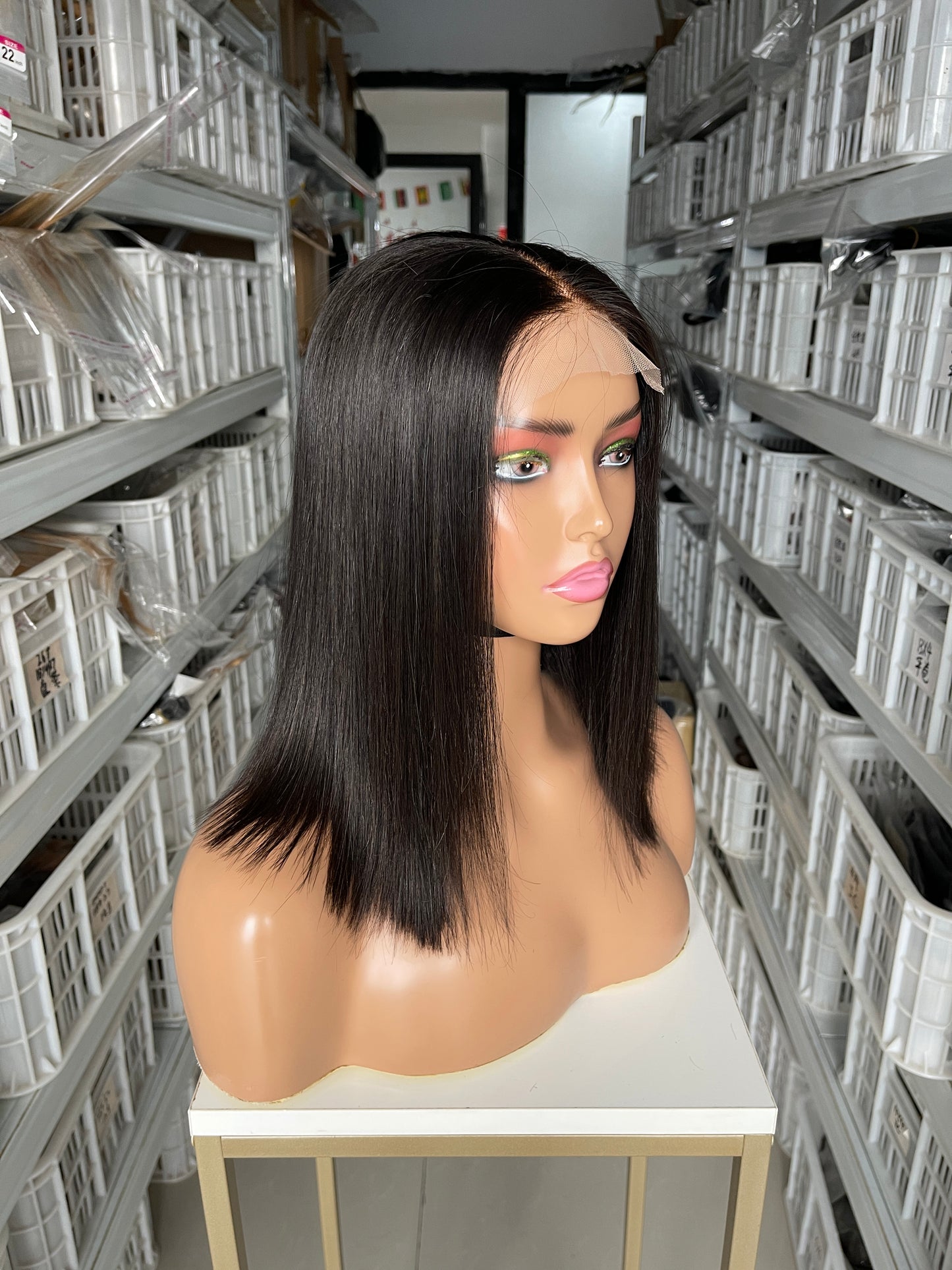 Mayqueen Bob Straight 4x4 high-definition clear Swiss lace real-life wig black female gel-free baby hair.