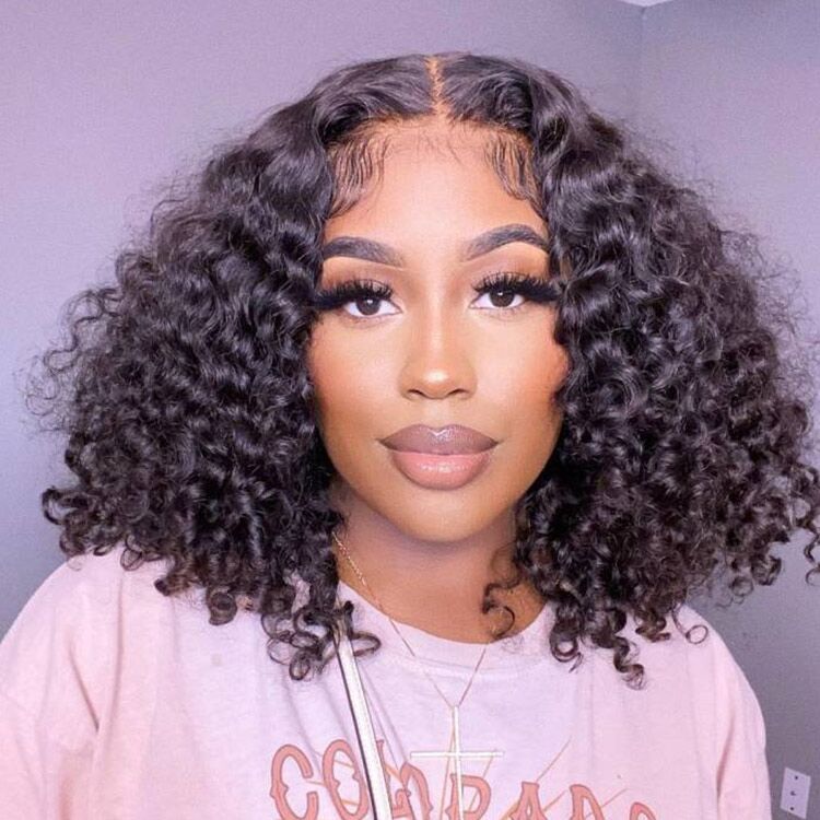 Mayqueen curly 13x4 high-definition transparent T-shaped Swiss lace Brazilian virgin hair real hair wig