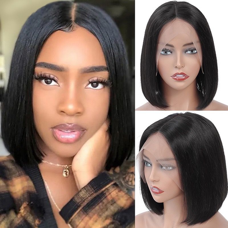 Mayqueen Bob Straight 13x4 high-definition large transparent lace wig pre-plucked baby hair.