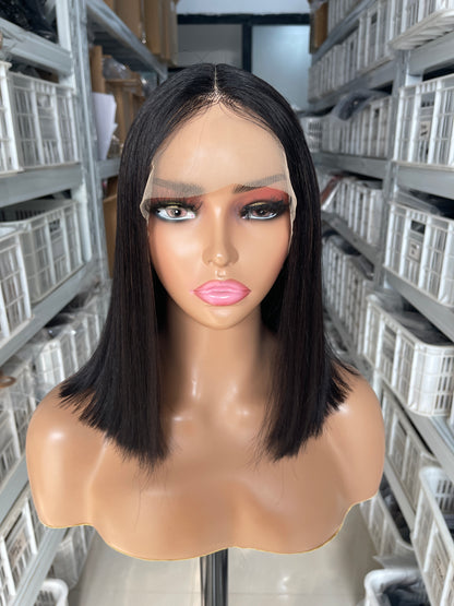 Mayqueen Bob Straight 13x4 high-definition large transparent lace wig pre-plucked baby hair.