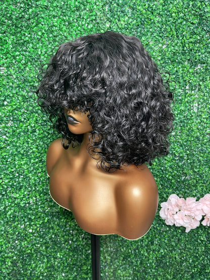 Mayqueen water mechanism human hair wig bangs lifelike appearance shows the unique beauty of black women.