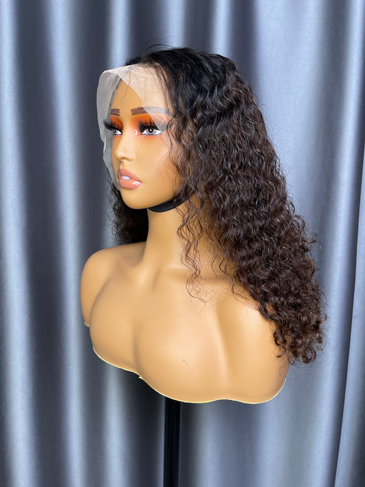 Mayqueen water 13x4 high-definition transparent Brazilian real hair wig exclusive black female real hair wig.