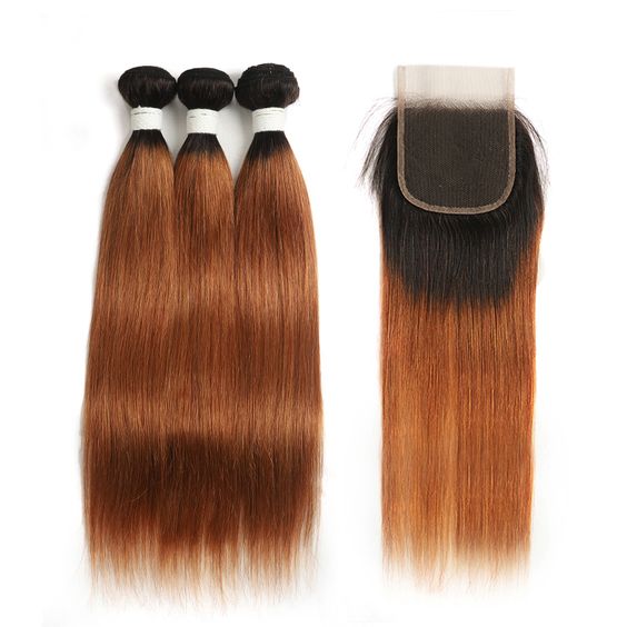 Mayqueen 4×4 unprocessed Brazilian virgin hair, straight human hair wig with color 1B/30.