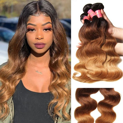 Mayqueen 4×4 unprocessed Brazilian virgin hair, 1B/4/27 body human hair wig.