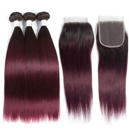 Mayqueen 4×4 unprocessed Brazilian virgin hair, straight human hair wig with color 1B/99J.